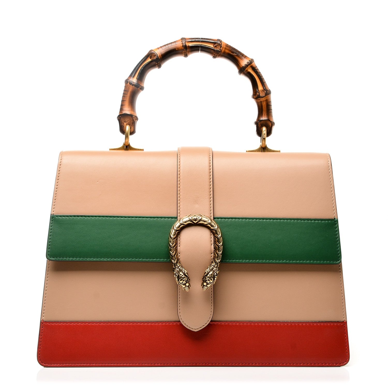 Gucci Moon Calfskin Web Large Dionysus Bamboo Top Handle Bag Camelia Bright Evergreen Hibiscus Red 1 of 9