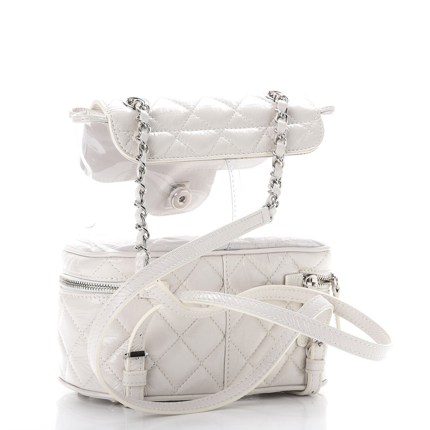 Crumpled Calfskin PVC Quilted Backpack White