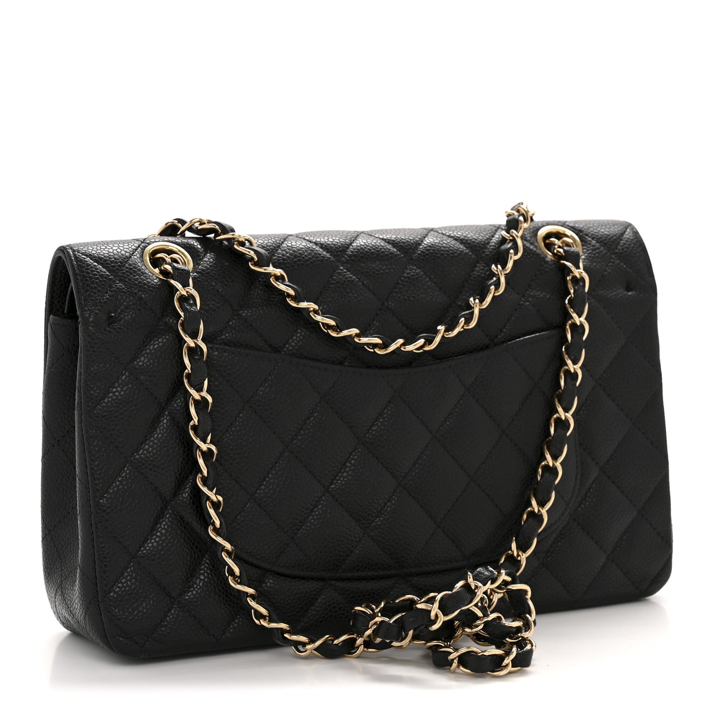 Caviar Quilted Medium Double Flap Black