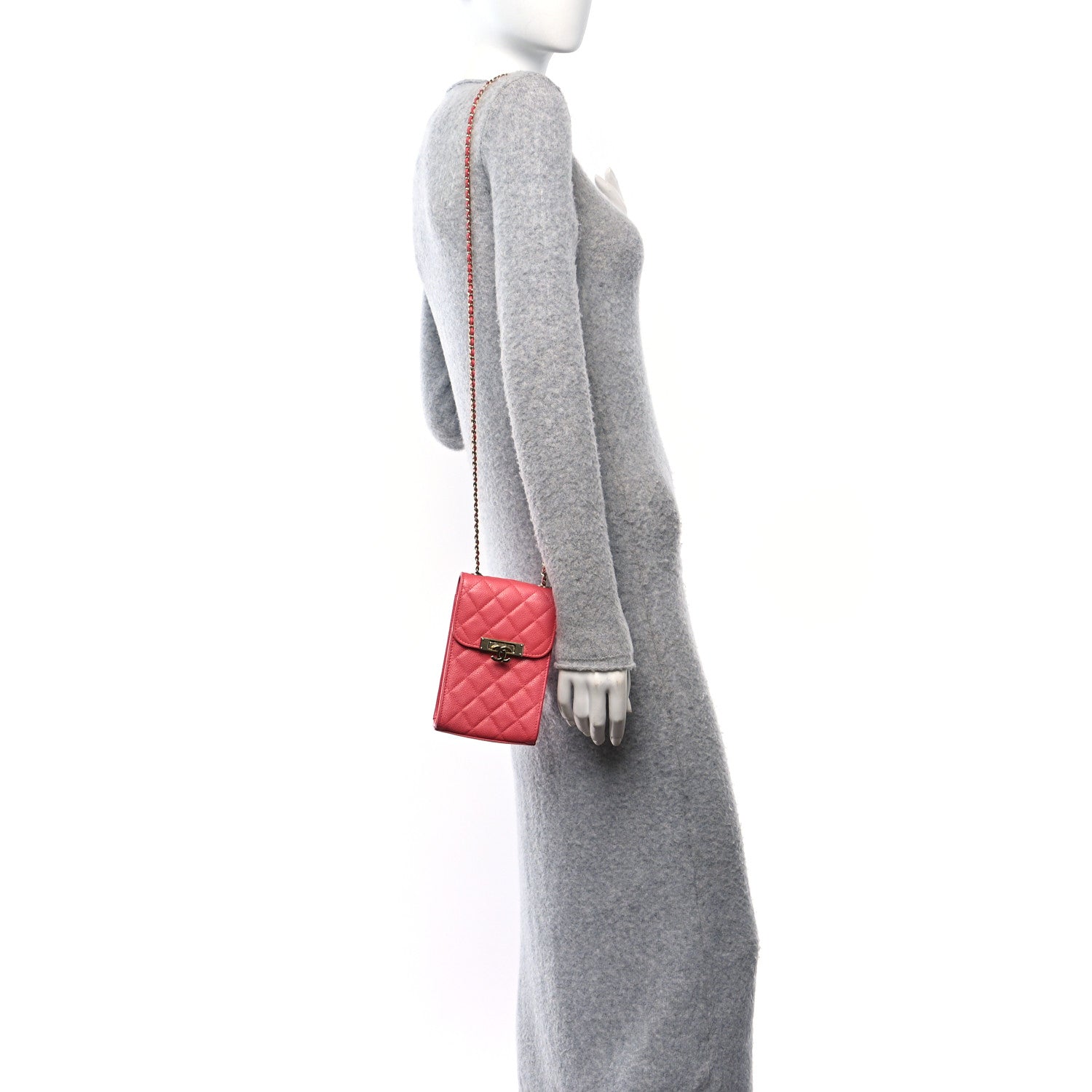 Chanel Caviar Quilted Golden Class Phone Holder Pink 2 of 10