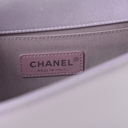 Chanel Metallic Lambskin Chevron Quilted Medium Boy Flap Pink 9 of 12