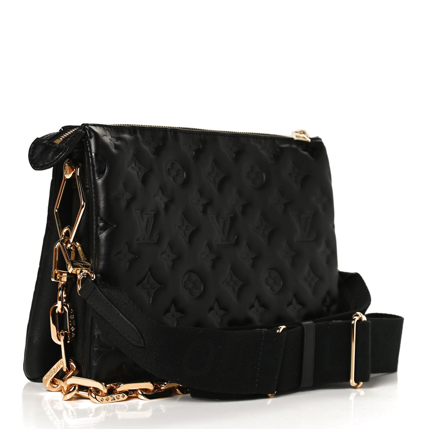 Lambskin Embossed Monogram Coussin PM Black