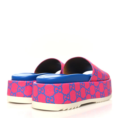 Gucci GG Supreme Joy Monogram Angelina Platform Slide Sandals 36.5 Fuxia Blue 4 of 8