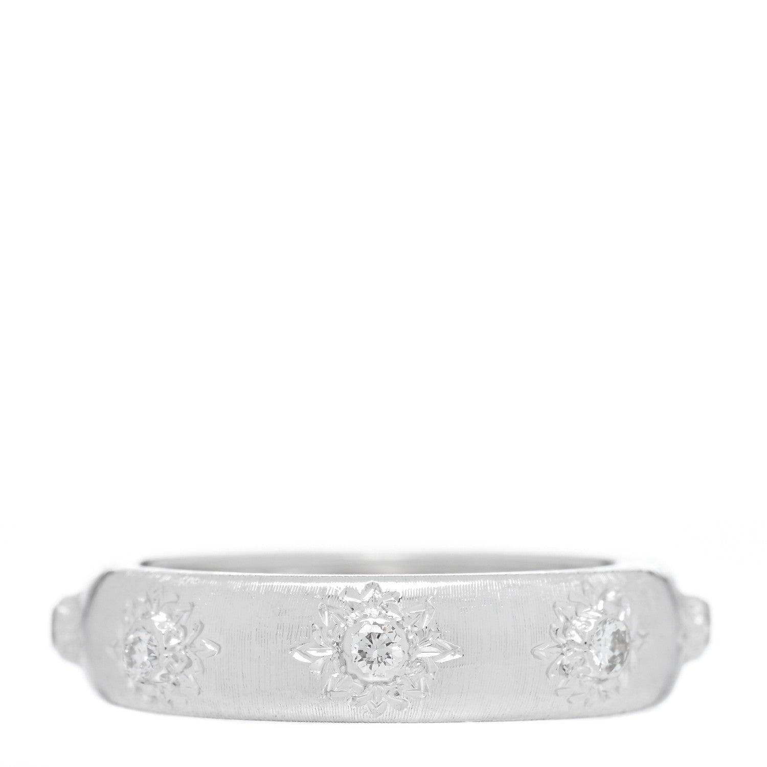Buccellati 18K White Gold Diamond 5mm Macri Band Ring 50 5.5 3 of 6