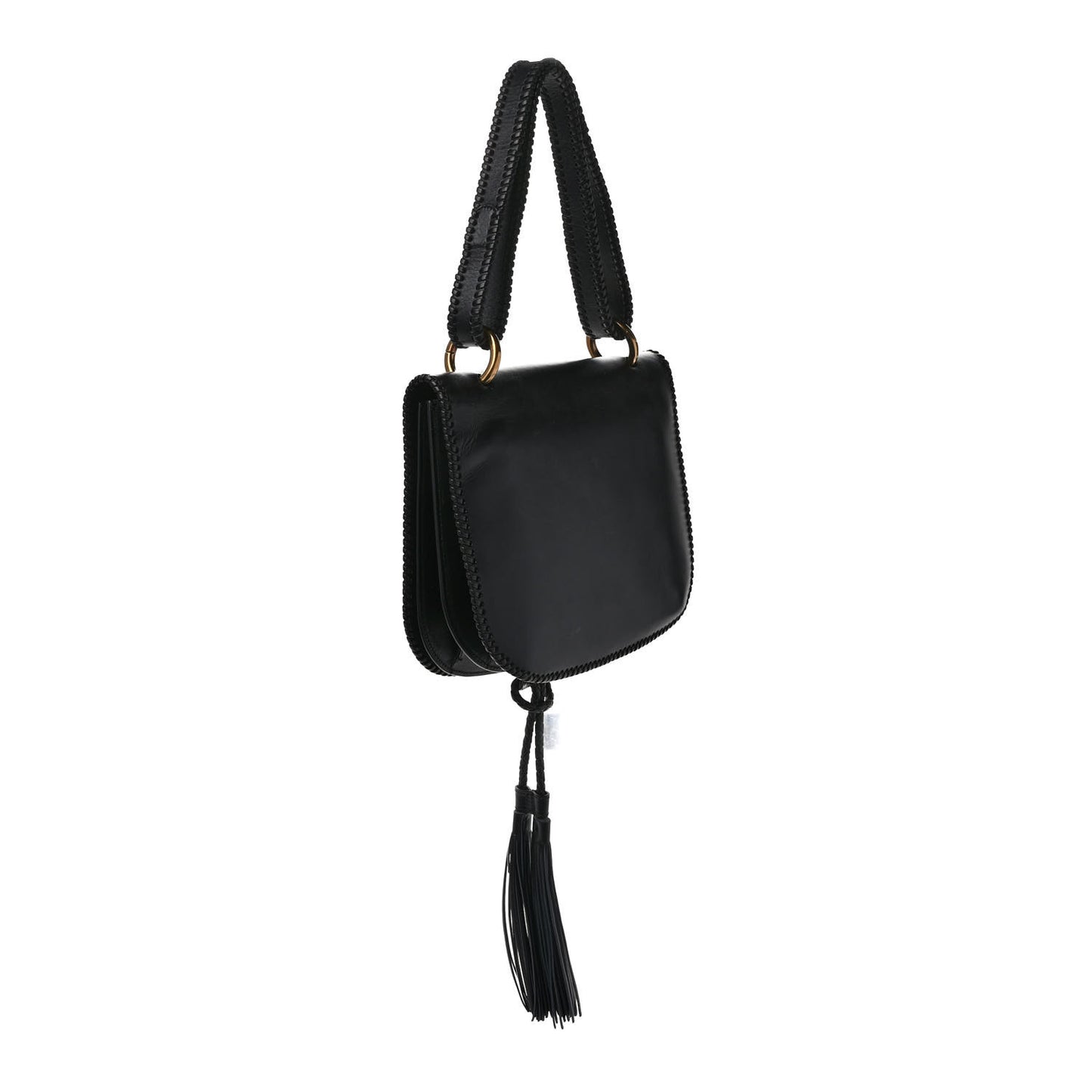 Calfskin Whipstitch Kamelia Shoulder Bag Black