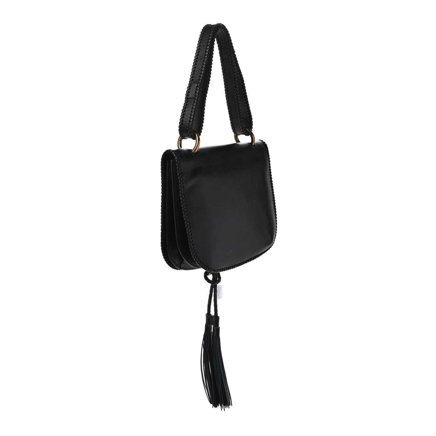 Salvatore Ferragamo Calfskin Whipstitch Kamelia Shoulder Bag Black 3 of 9