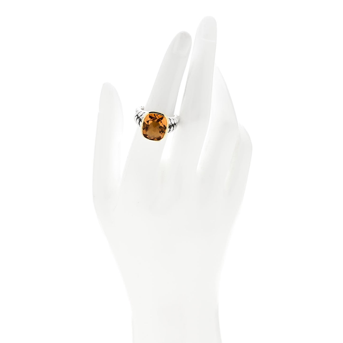 Sterling Silver 18K Yellow Gold Citrine 14mm Noblesse Ring 54 6.75