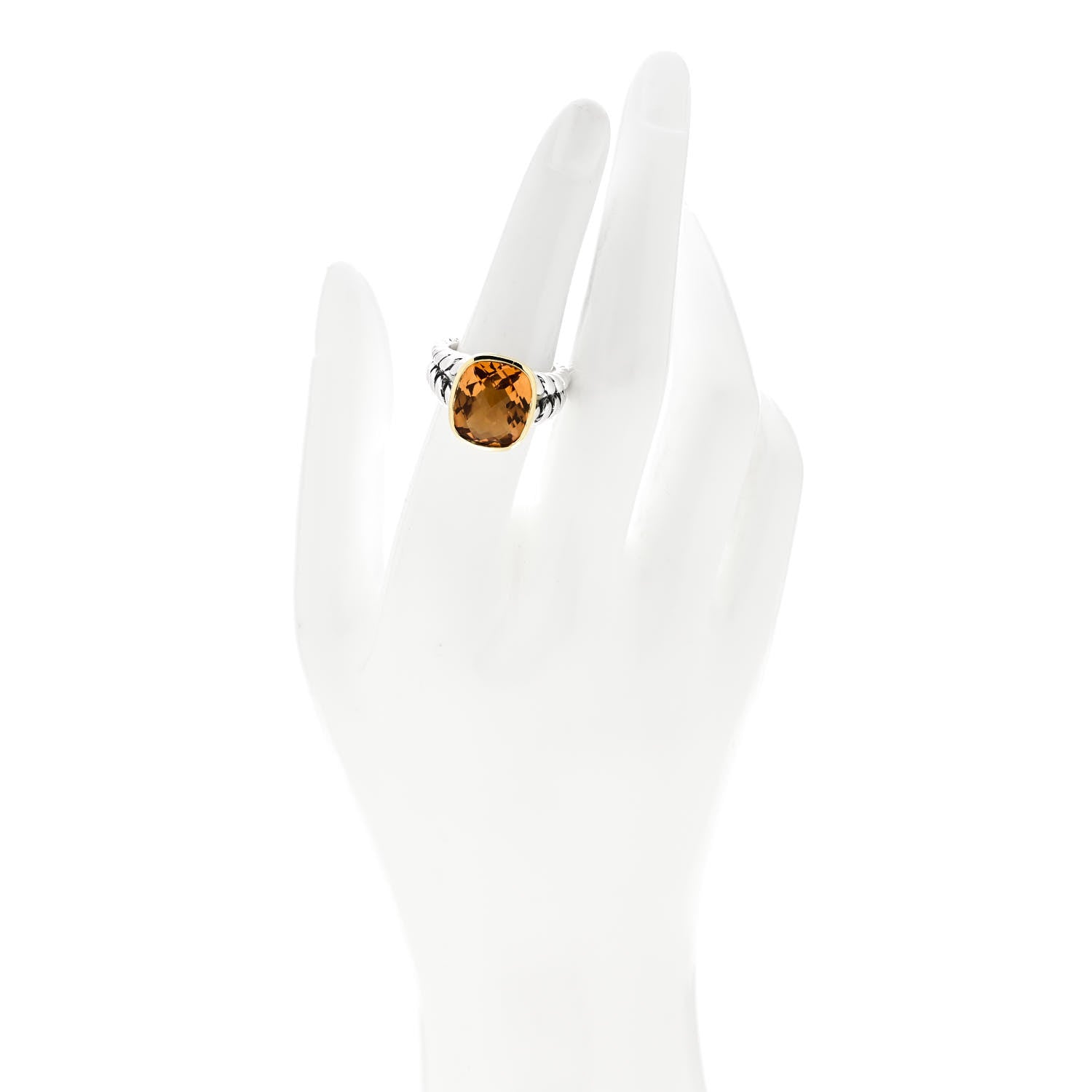 David Yurman Sterling Silver 18K Yellow Gold Citrine 14mm Noblesse Ring 54 6.75 2 of 5