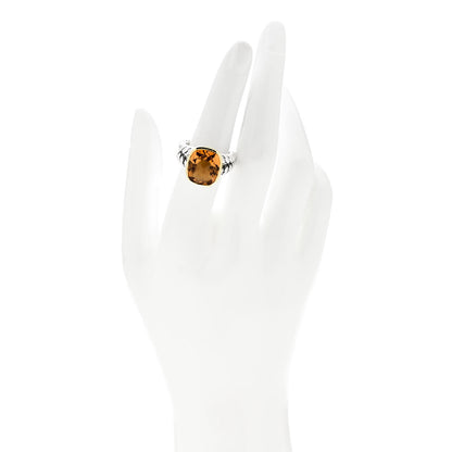 David Yurman Sterling Silver 18K Yellow Gold Citrine 14mm Noblesse Ring 54 6.75 2 of 5