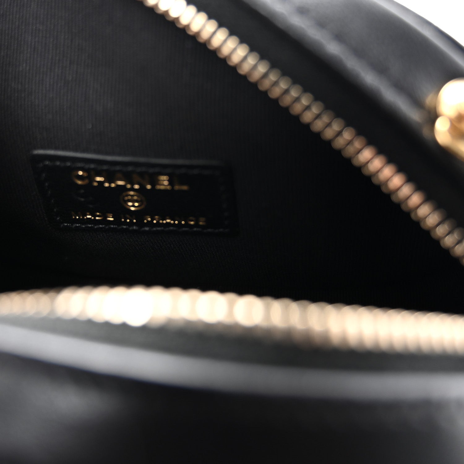 Chanel Lambskin Logo Plate Oval Clutch With Chain  Black 6 of 10