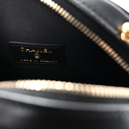 Chanel Lambskin Logo Plate Oval Clutch With Chain  Black 6 of 10