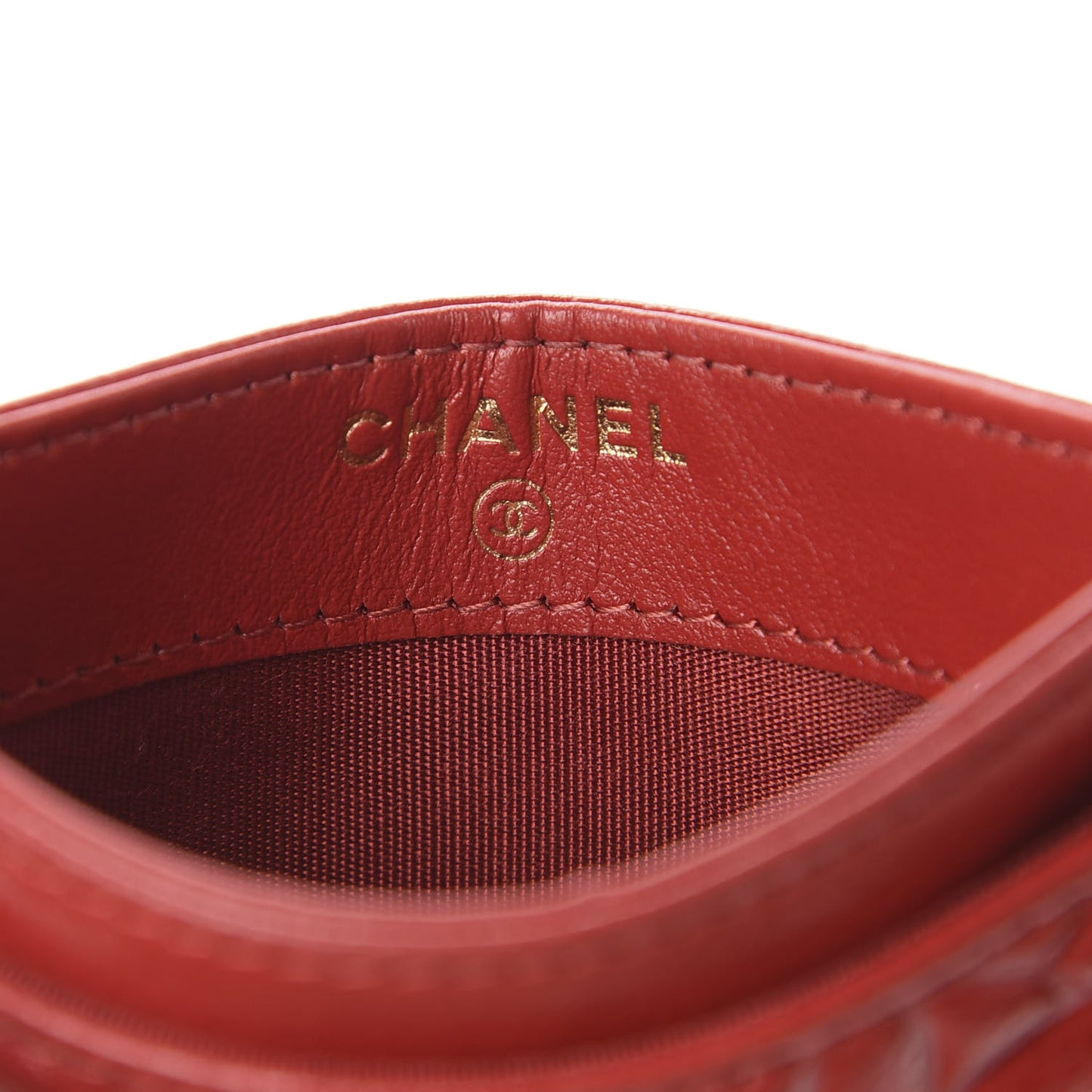 Caviar Camellia Embossed Card Holder Red