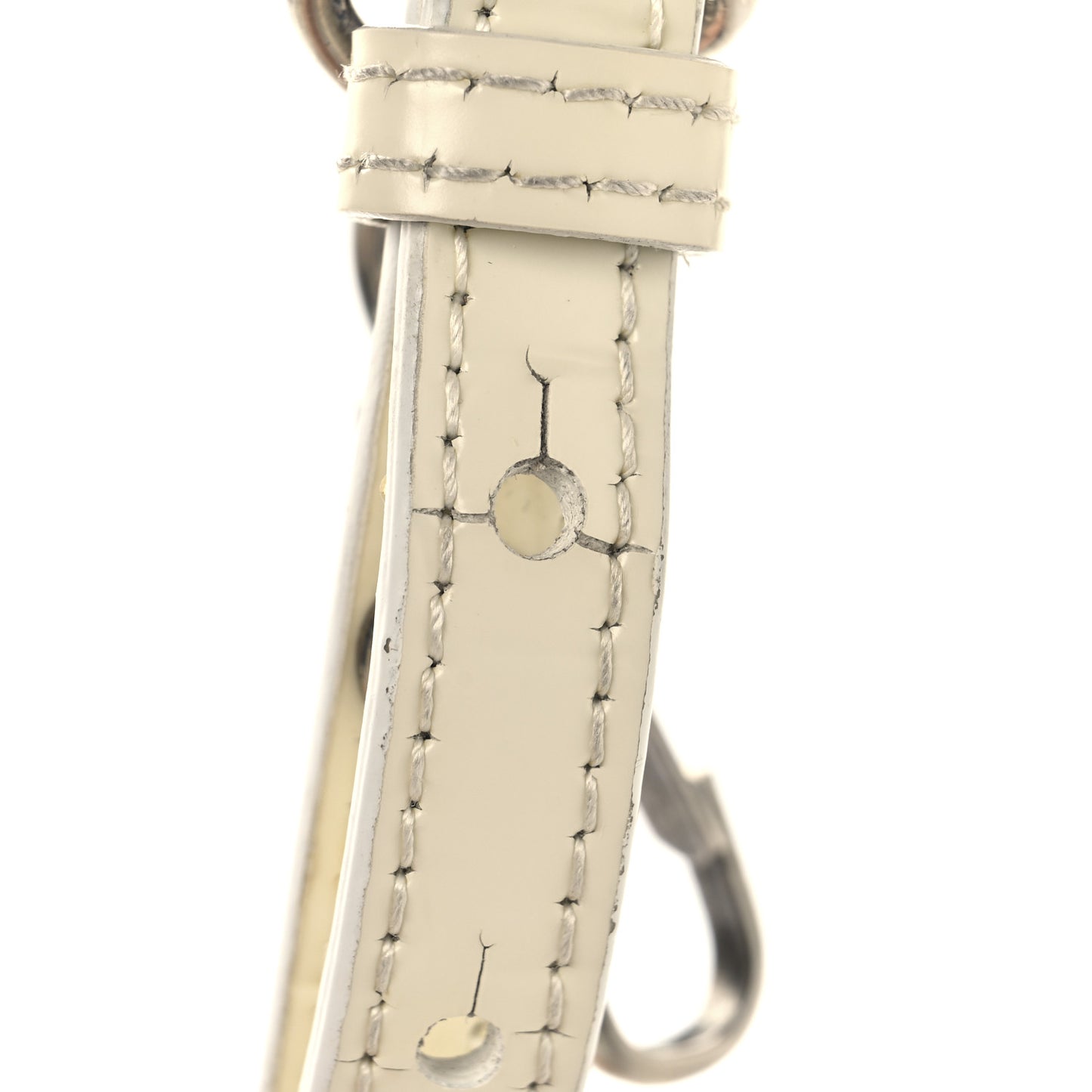 Semi Shiny Calfskin Crocodile Embossed Neo Classic Silver Hardware Mini City White