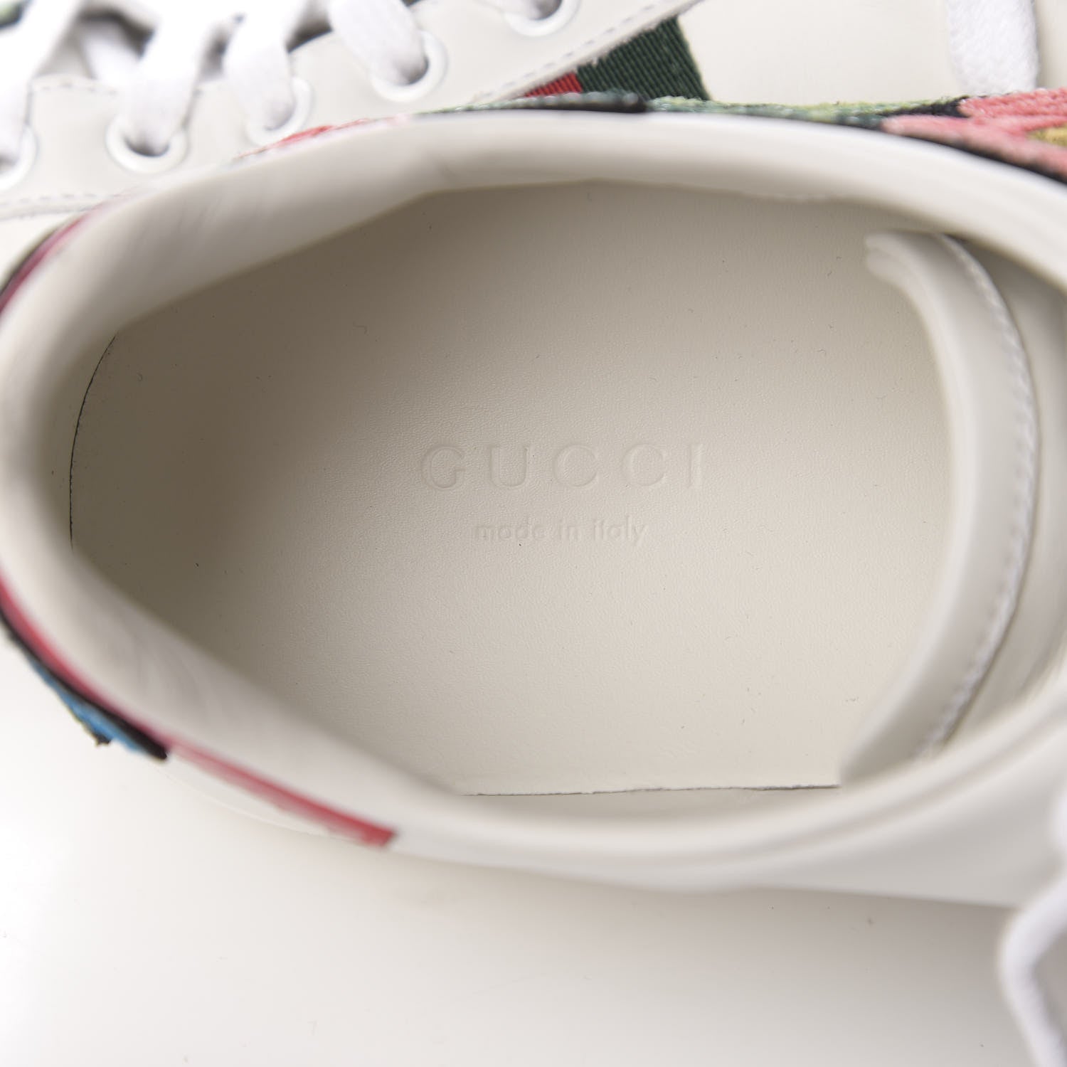 Gucci Calfskin Web Floral Embroidered Ace Sneakers 38 White 6 of 9