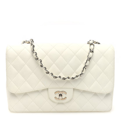 Chanel Caviar Quilted Jumbo Single Flap White 1 of 10