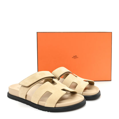 Hermes Suede Goatskin Womens Chypre Sandals 38 Beige Sable 10 of 10
