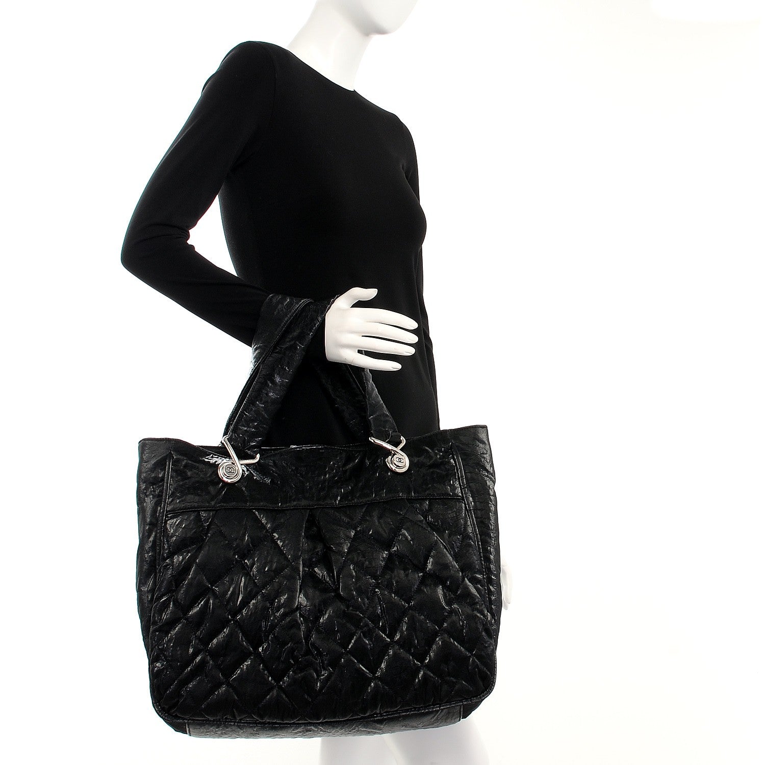 Chanel Crinkled Coated Canvas Large Le Marais Tote Black 2 of 7