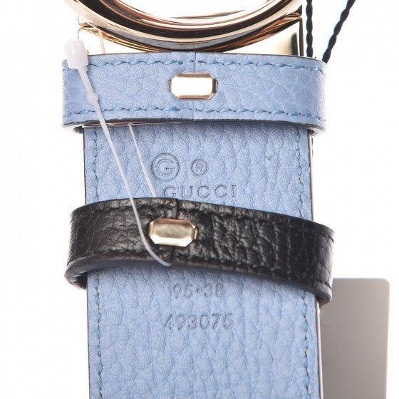 Gucci Dollar Calfskin 1973 Reversible Belt 95 38 Black Mineral Blue 5 of 7