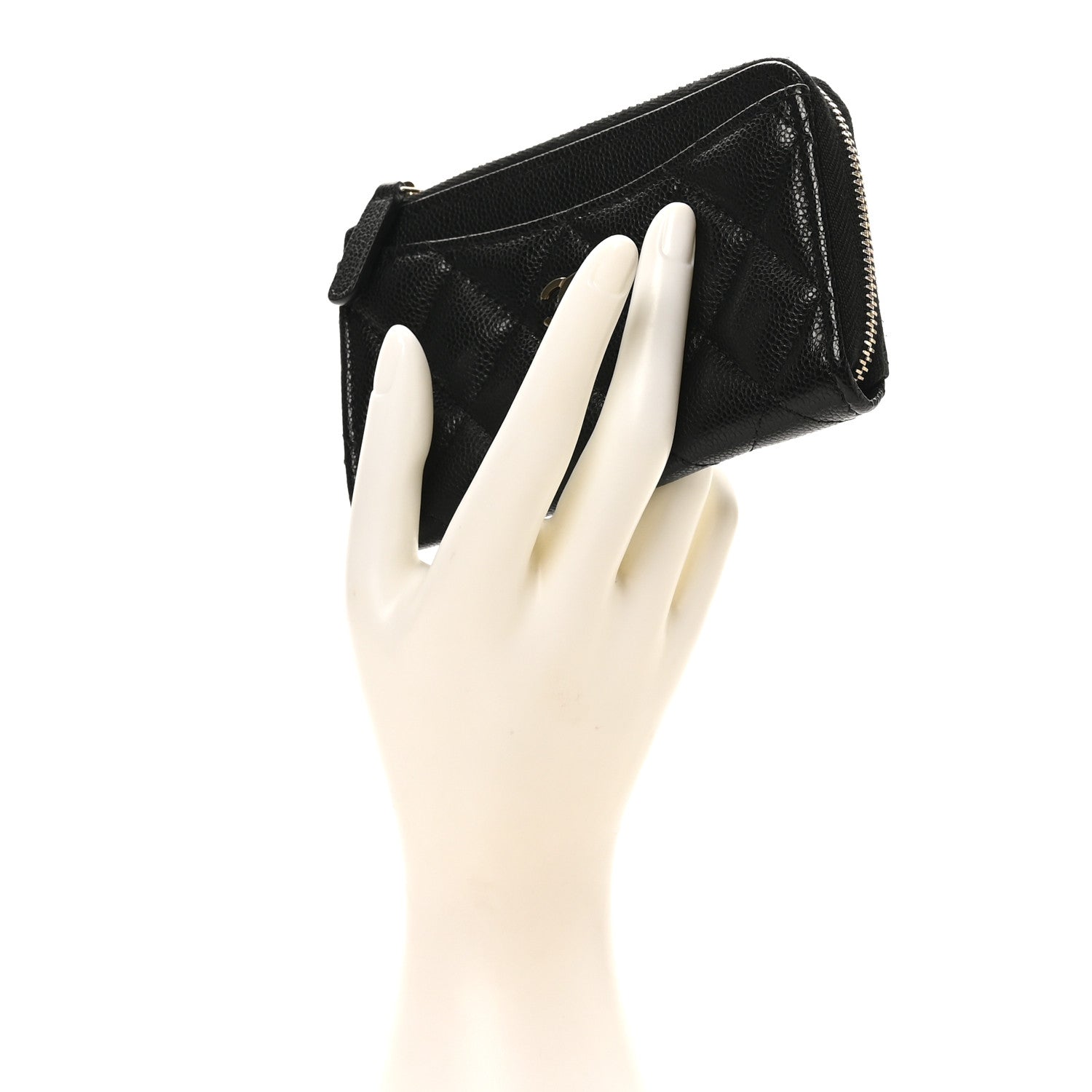 Chanel Caviar Quilted CC Zip Around Card Holder Black 2 of 9
