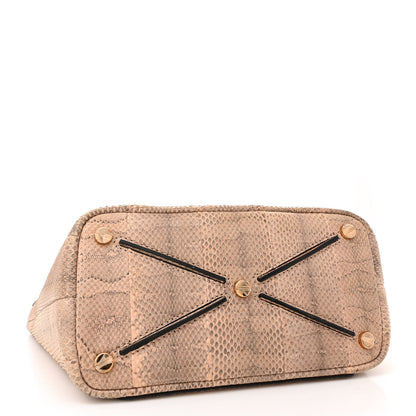 Valentino Garavani Snakeskin Small Demilune Double Handle Satchel Beige 4 of 14