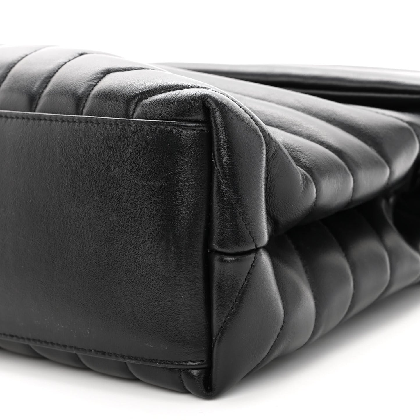 Calfskin Y Quilted Monogram Monochrome Medium Loulou Chain Satchel Black