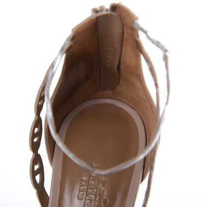 Hermes Goatskin Suede Romy Sandals 38 Beige Argent 9 of 11