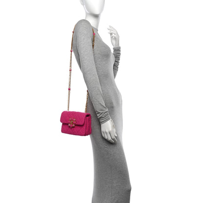 Chanel Cashmere Tweed Quilted Mini Bijoux Flap Fuchsia 2 of 11