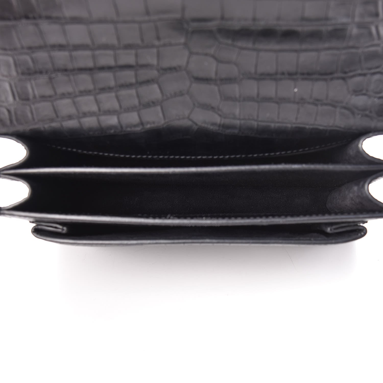 Saint Laurent Calfskin Crocodile Embossed Medium Monogram Sunset Black 5 of 10