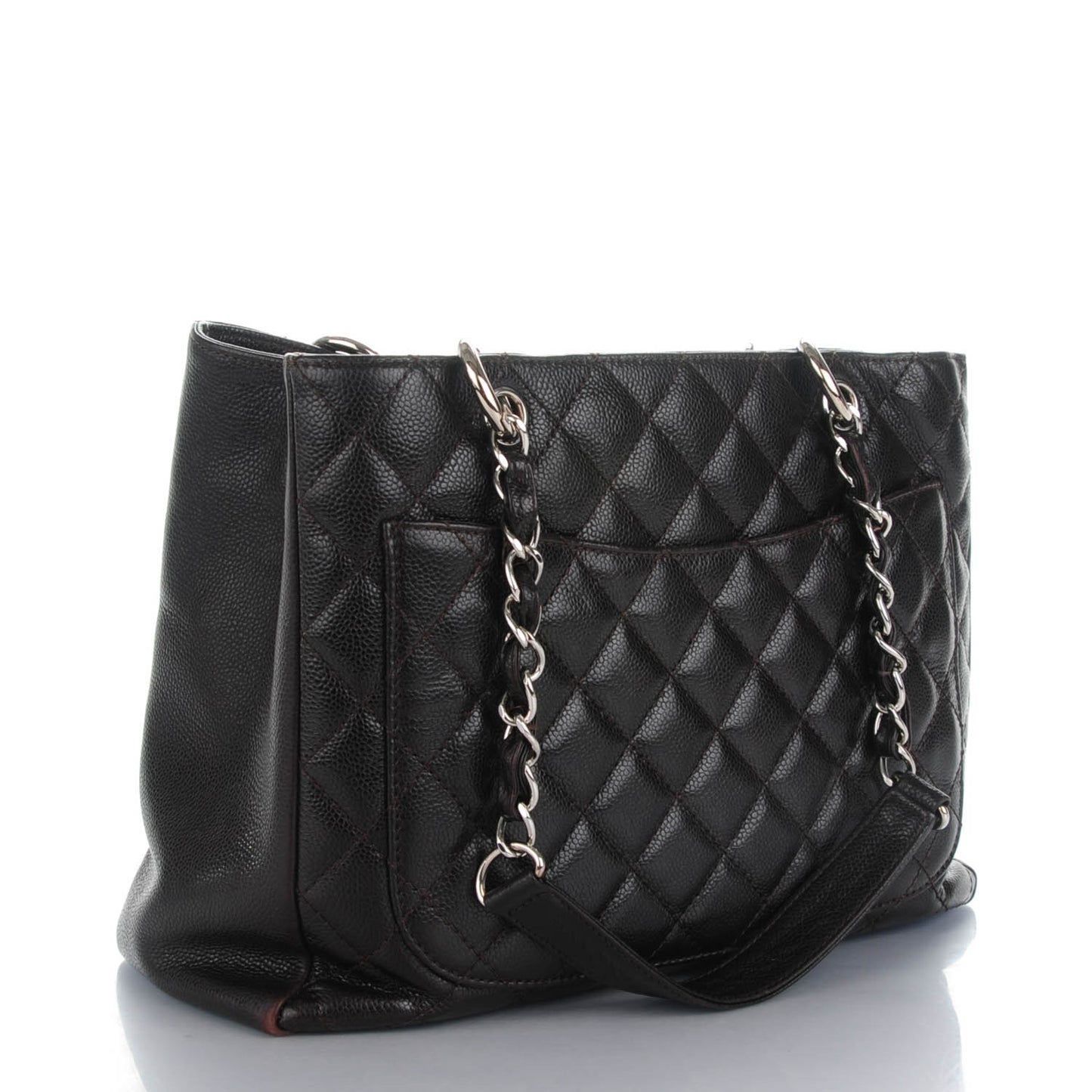 Caviar Quilted Grand Shopping Tote GST Dark Brown