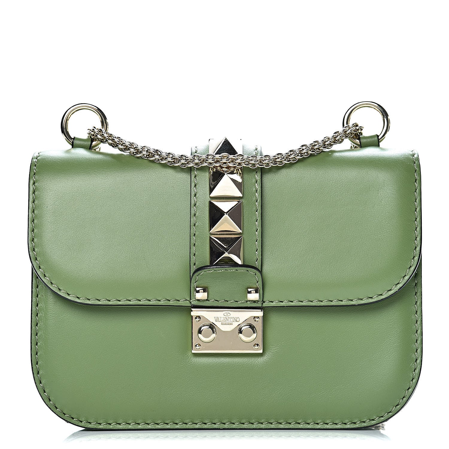Valentino Garavani Vitello Small Glam Lock Rockstud Flap Green 1 of 11