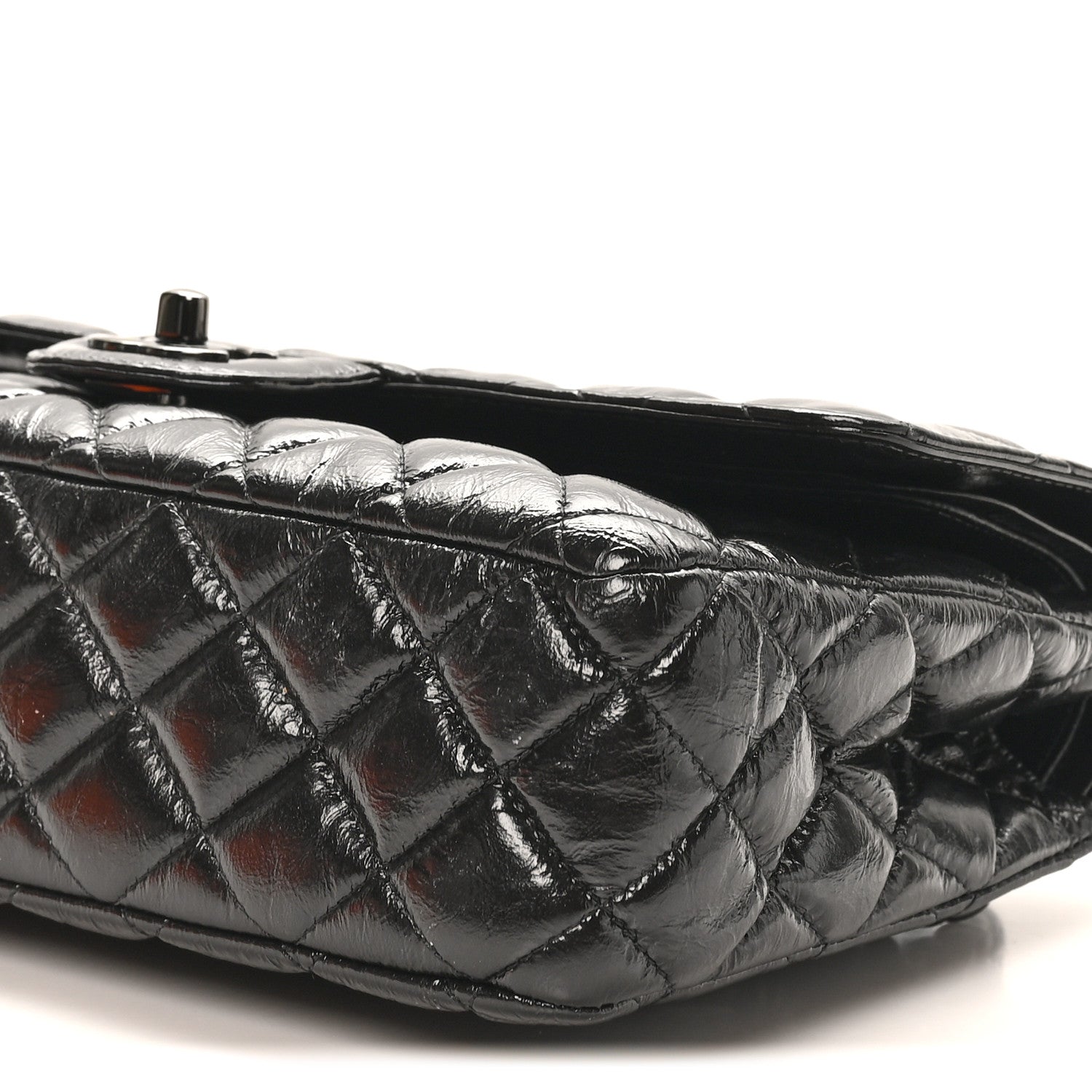 Chanel Shiny Crumpled Calfskin Quilted Medium Double Flap So Black 10 of 11