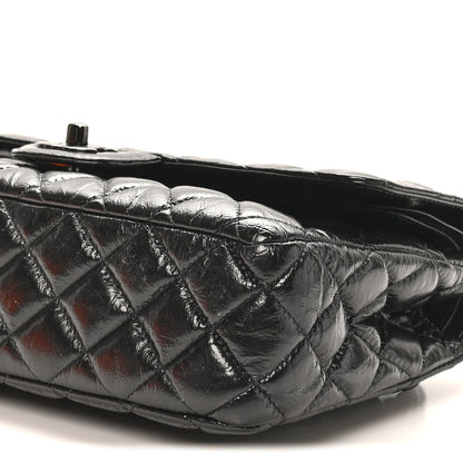 Chanel Shiny Crumpled Calfskin Quilted Medium Double Flap So Black 10 of 11