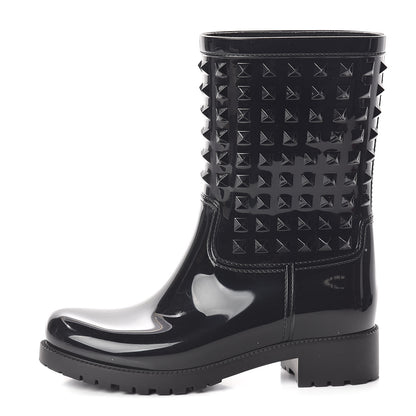 Valentino Garavani Rubber Rockstud Short Rainboots 38 Black 1 of 9