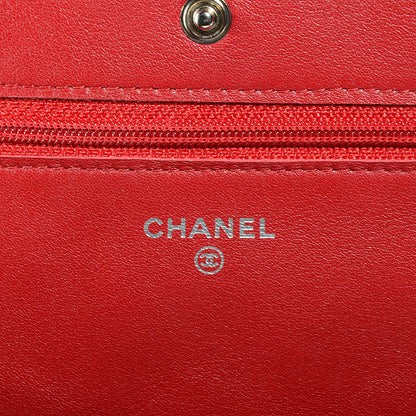 Chanel Patent Quilted Wallet On Chain WOC Red 6 of 8