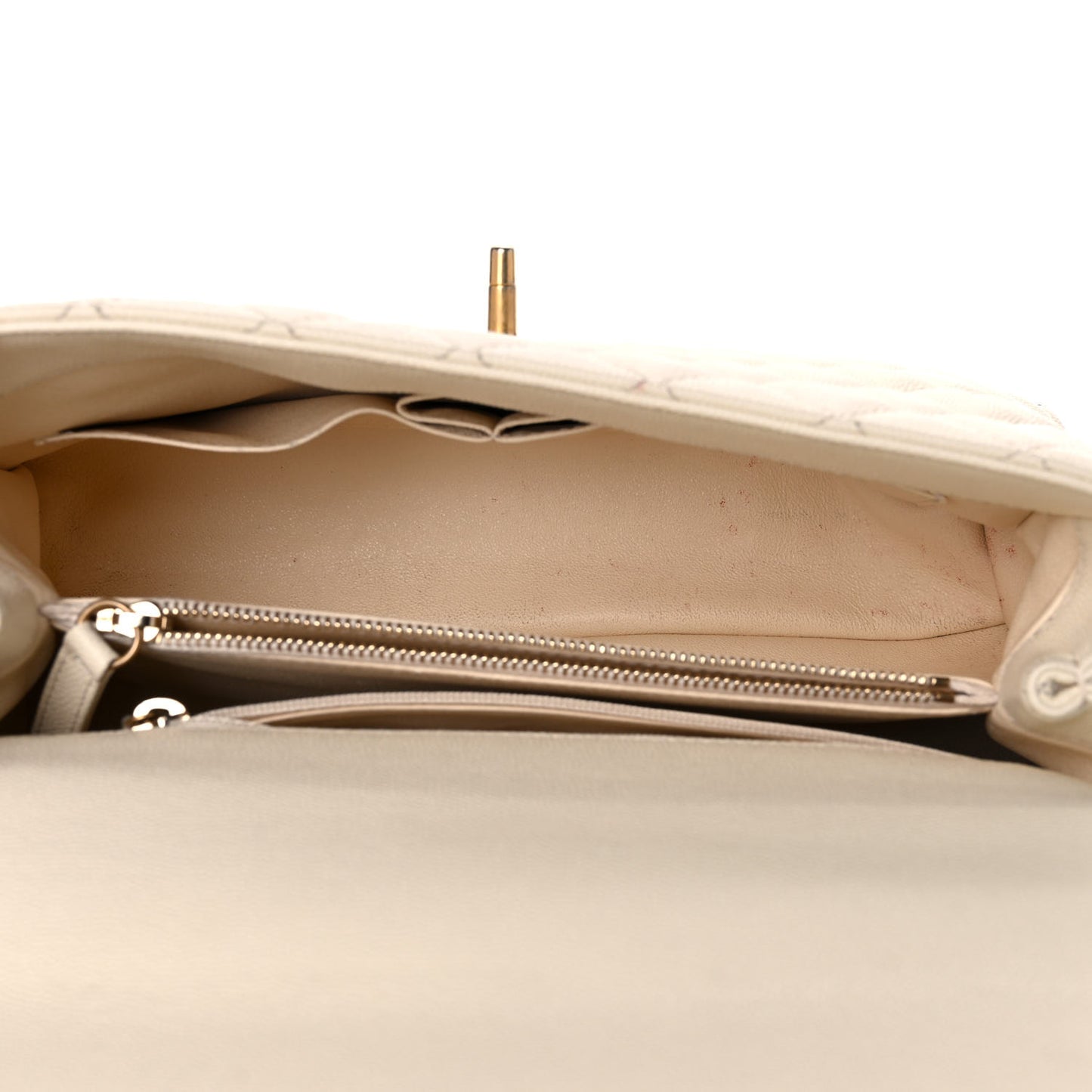 Caviar Elaphe Quilted Small Coco Handle Flap Ivory