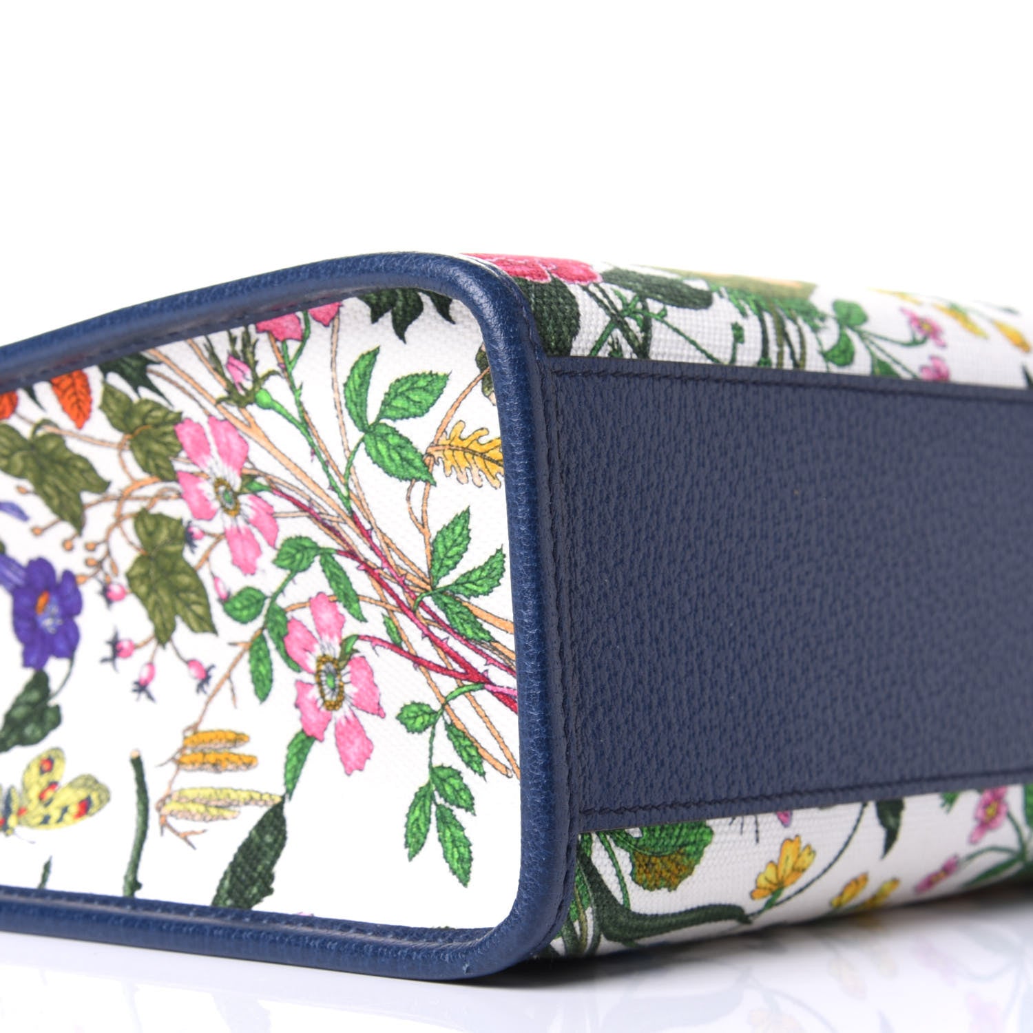 Gucci Canvas Medium Flora Tote White Multicolor Blue Agata 10 of 11