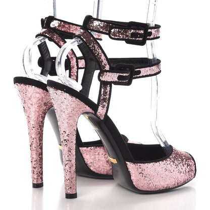 Gucci Glitter Suede Galactica Super Kid Platform Sandals 39 Soft Pink 4 of 7