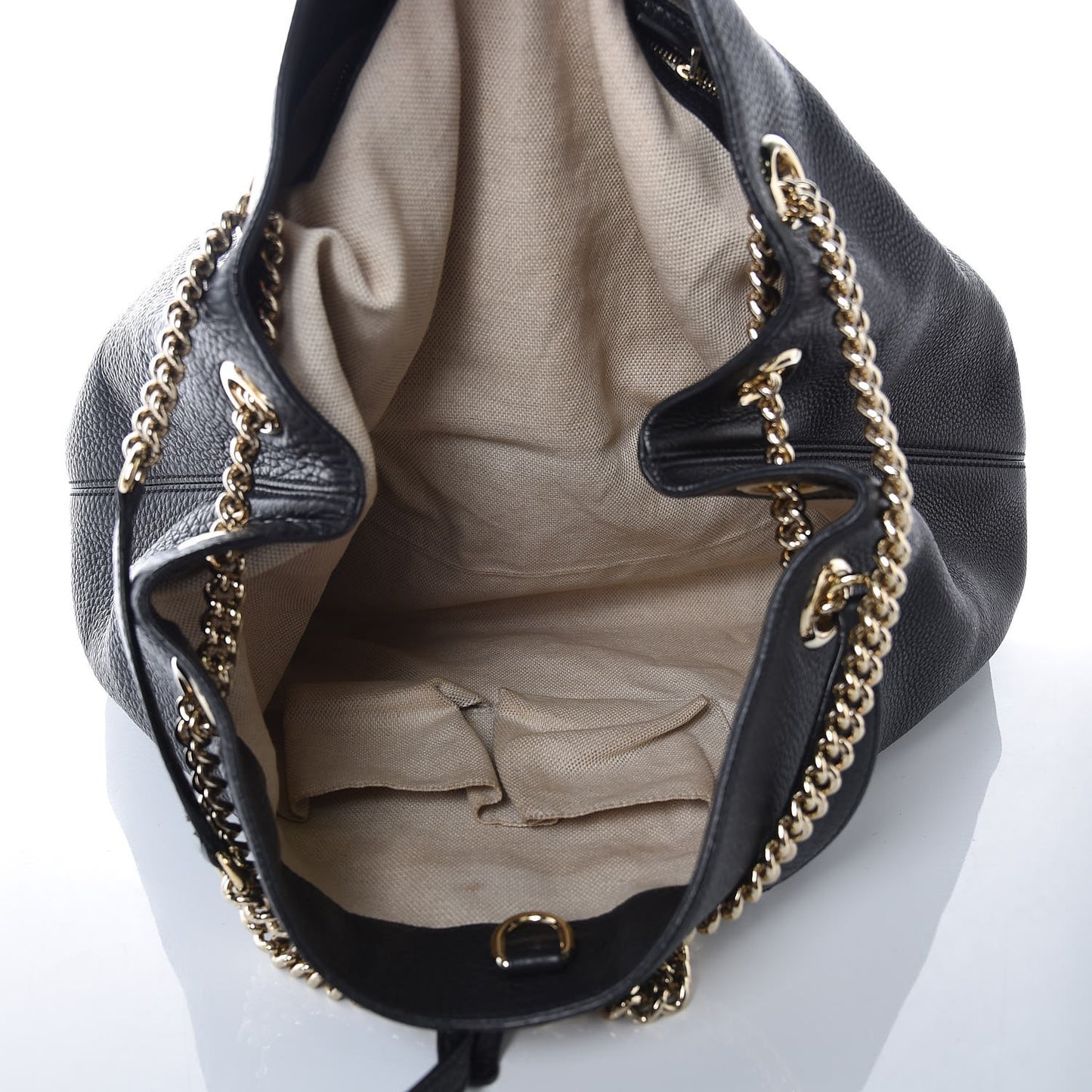 Pebbled Calfskin Large Soho Chain Shoulder Bag Black