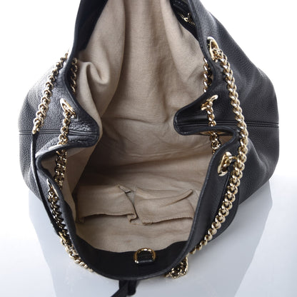Gucci Pebbled Calfskin Large Soho Chain Shoulder Bag Black 5 of 11