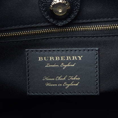 Burberry Derby Calfskin House Check Medium Banner Tote Black 7 of 11