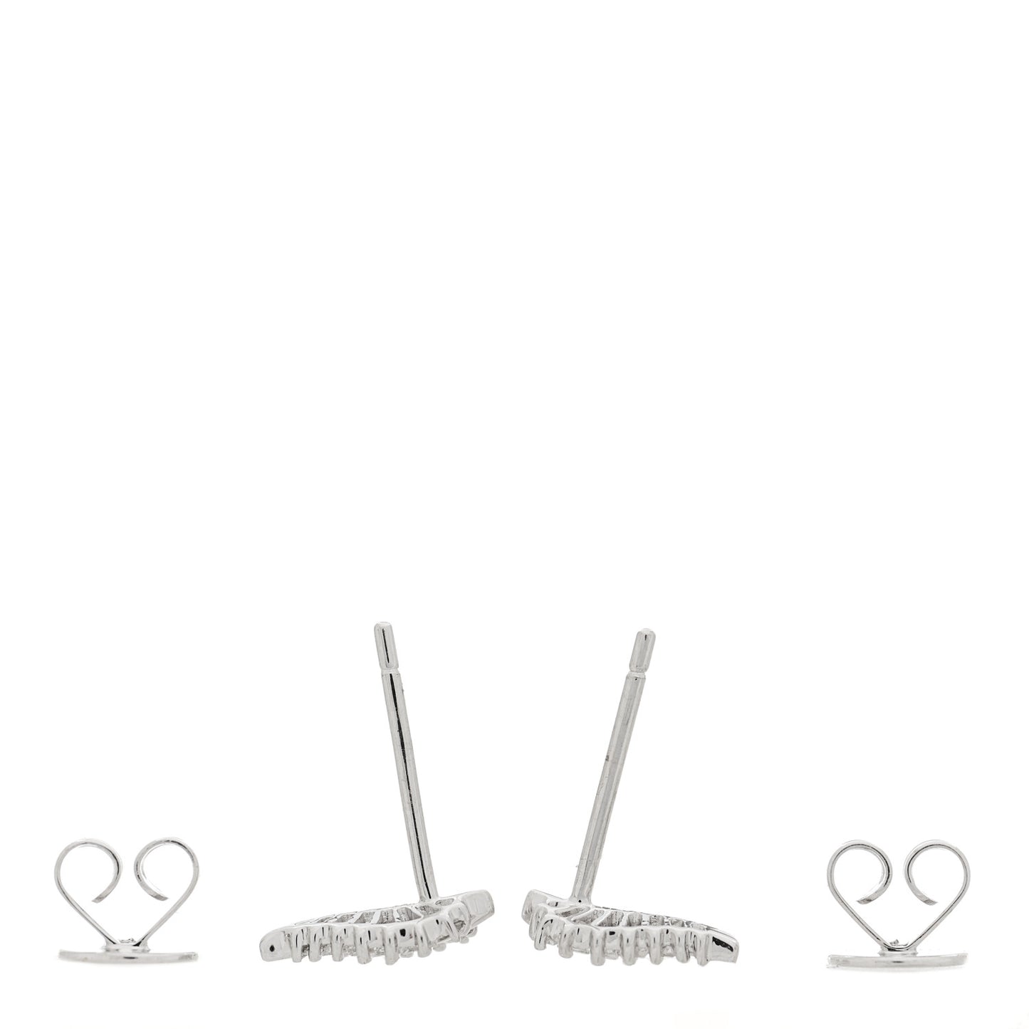 18K White Gold Diamond Small Palm Leaf Earrings