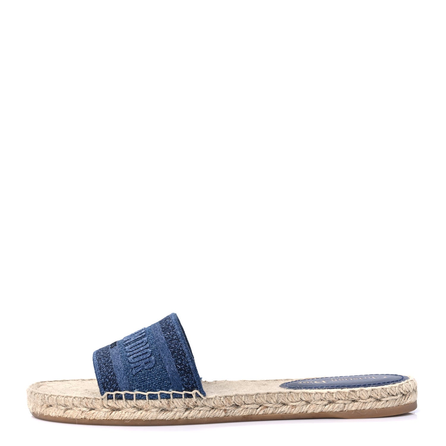 Christian Dior Denim Embroidered Granville Espadrille Flat Slide Sandals 41.5 Blue 1 of 8