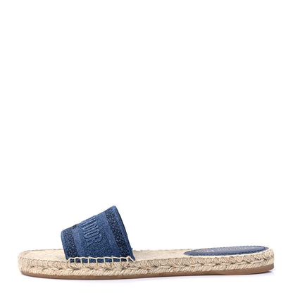 Christian Dior Denim Embroidered Granville Espadrille Flat Slide Sandals 41.5 Blue 1 of 8