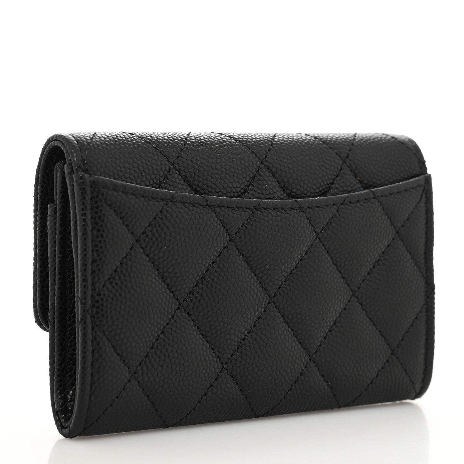 Chanel Caviar Quilted Enamel Coco Casino Flap Card Holder Wallet Black 3 of 9