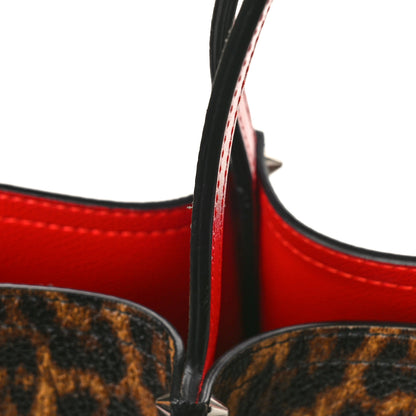 Christian Louboutin Calfskin Empire Leopard Print Spiked Small Cabarock Shopper Tote Brown 8 of 8