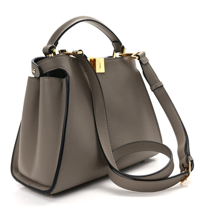 Fendi Vitello Tahiti Burro Medium Peekaboo Iconic Essentially Satchel Tortora Black 3 of 14