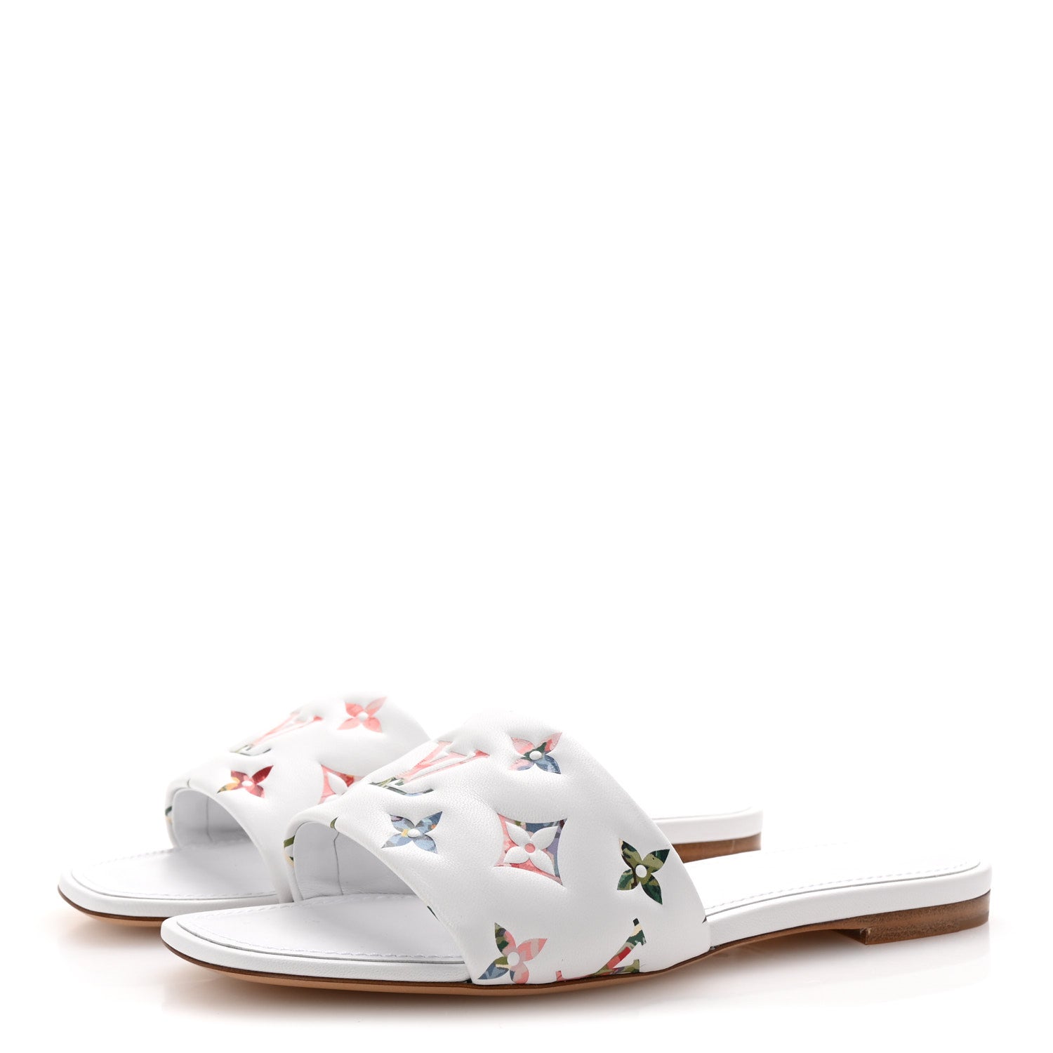 Louis Vuitton Lambskin Embossed Monogram By The Pool Revival Flat Mules 36 White Multicolor 4 of 10