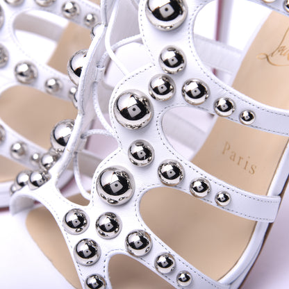 Christian Louboutin Kid Amazoubille 120 Studded Gladiator Sandals 37.5 Latte Silver 17 of 18
