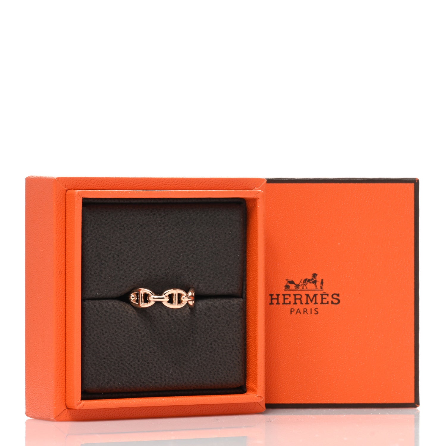 Hermes 18K Rose Gold PM Chaine d'Ancre Enchainee Ring 54 6.75 5 of 5