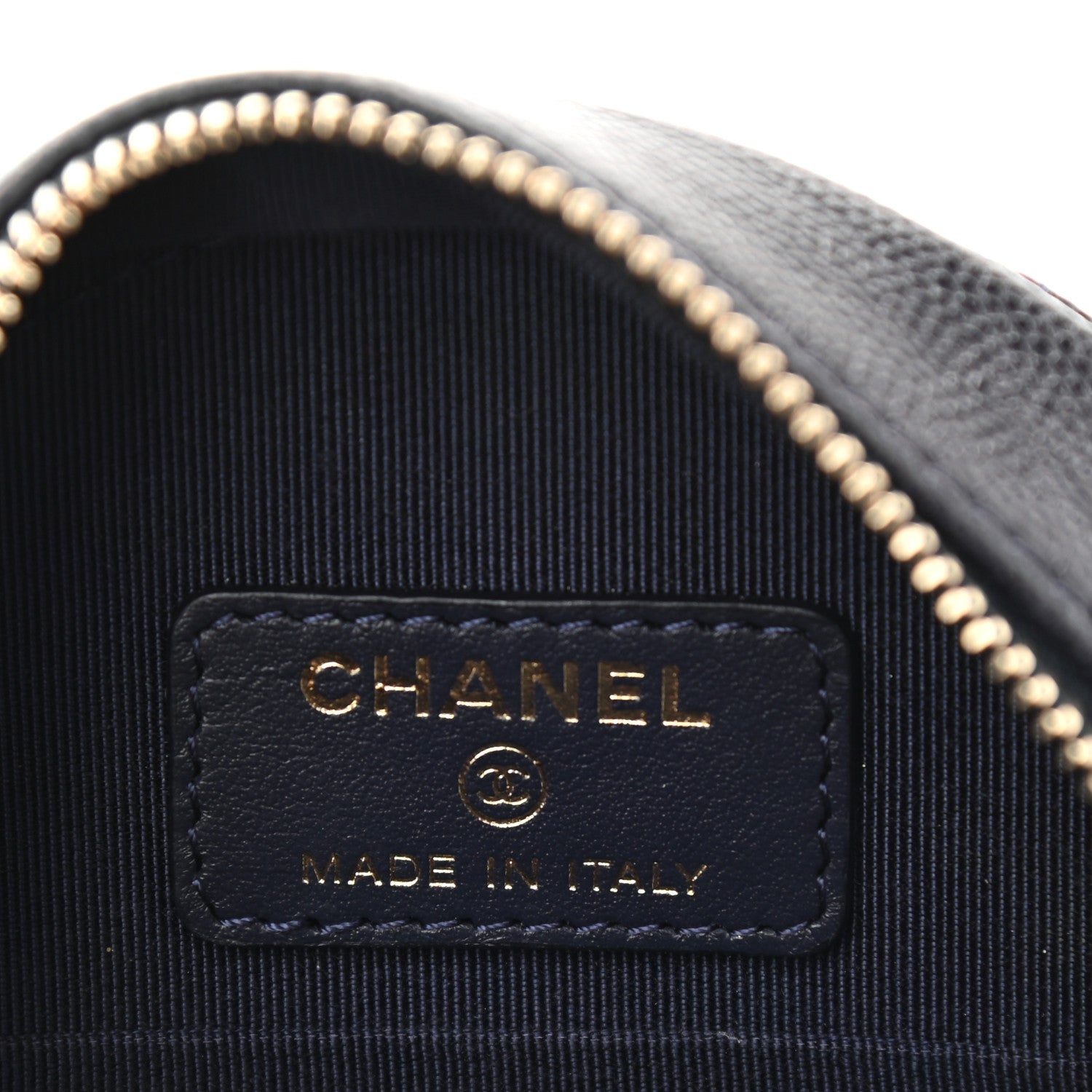 Chanel Caviar Quilted Round Clutch With Chain Navy 6 of 10